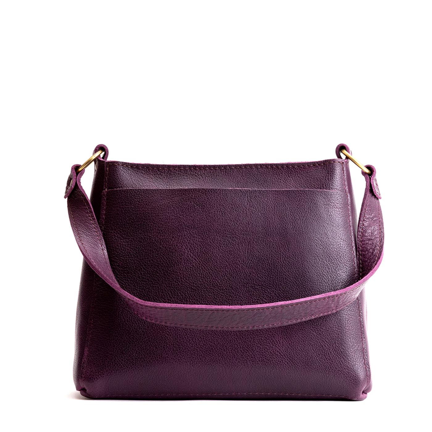 Plum | Triangular shoulder bag with antiqued brass finished hardware