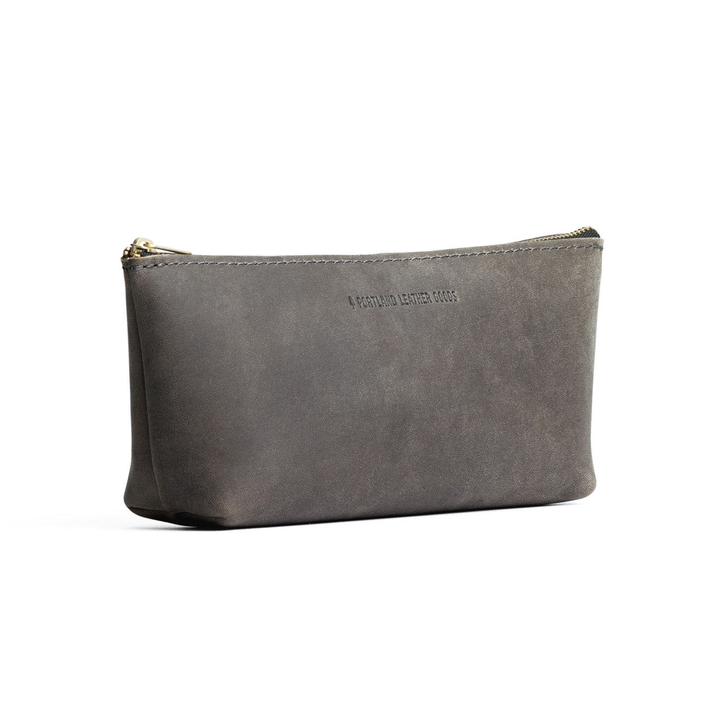 Groupie Grey | Leather utility bag pouch with top zipper