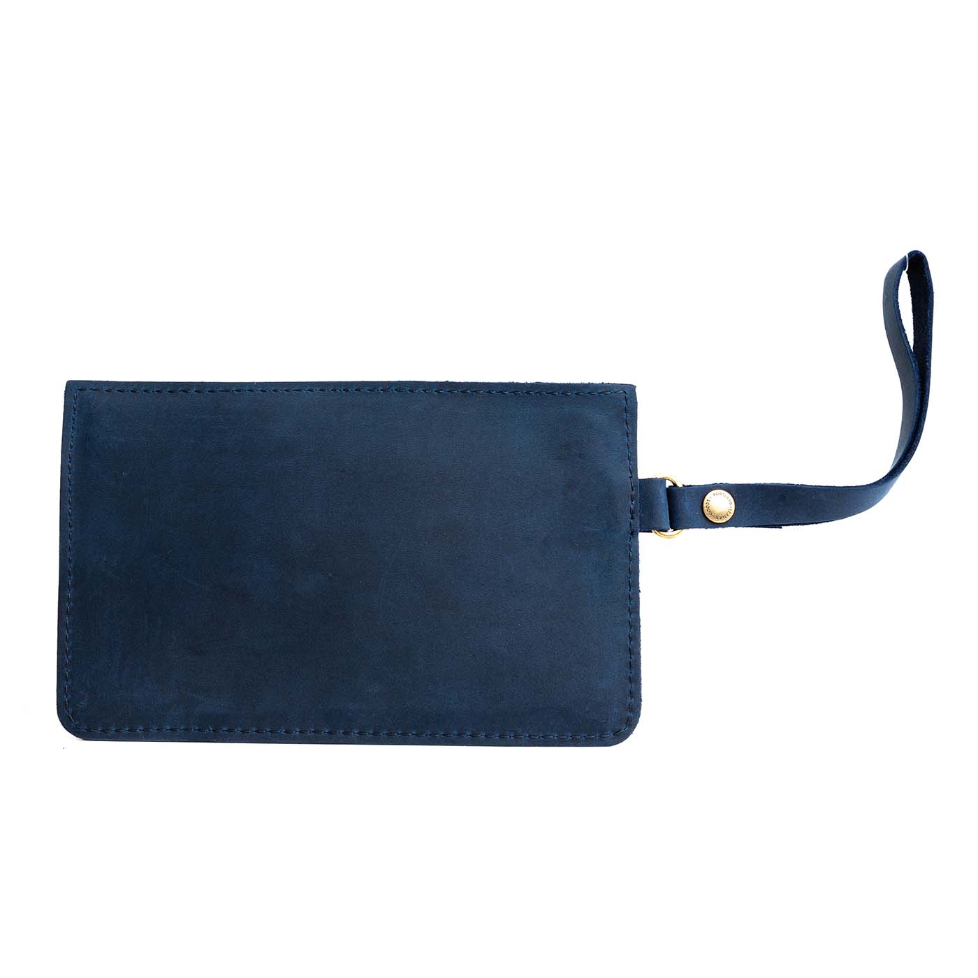 Deep Water | Flat leather pouch with zipper and wristlet backside