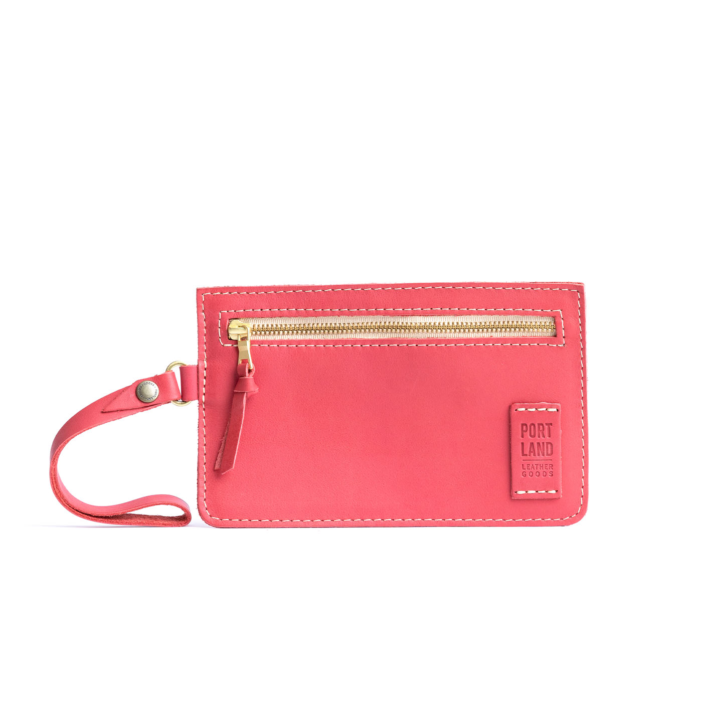 Tulip | Flat leather pouch with zipper and wristlet