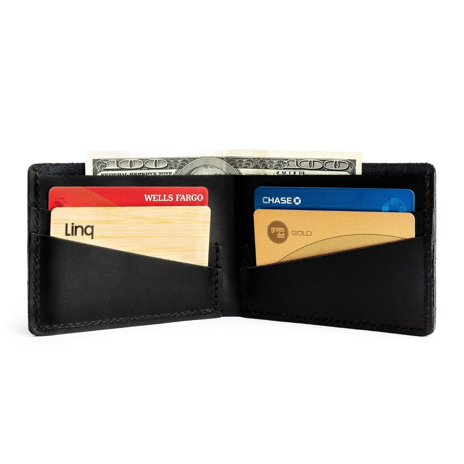 Black | Leather bifold wallet with card slots