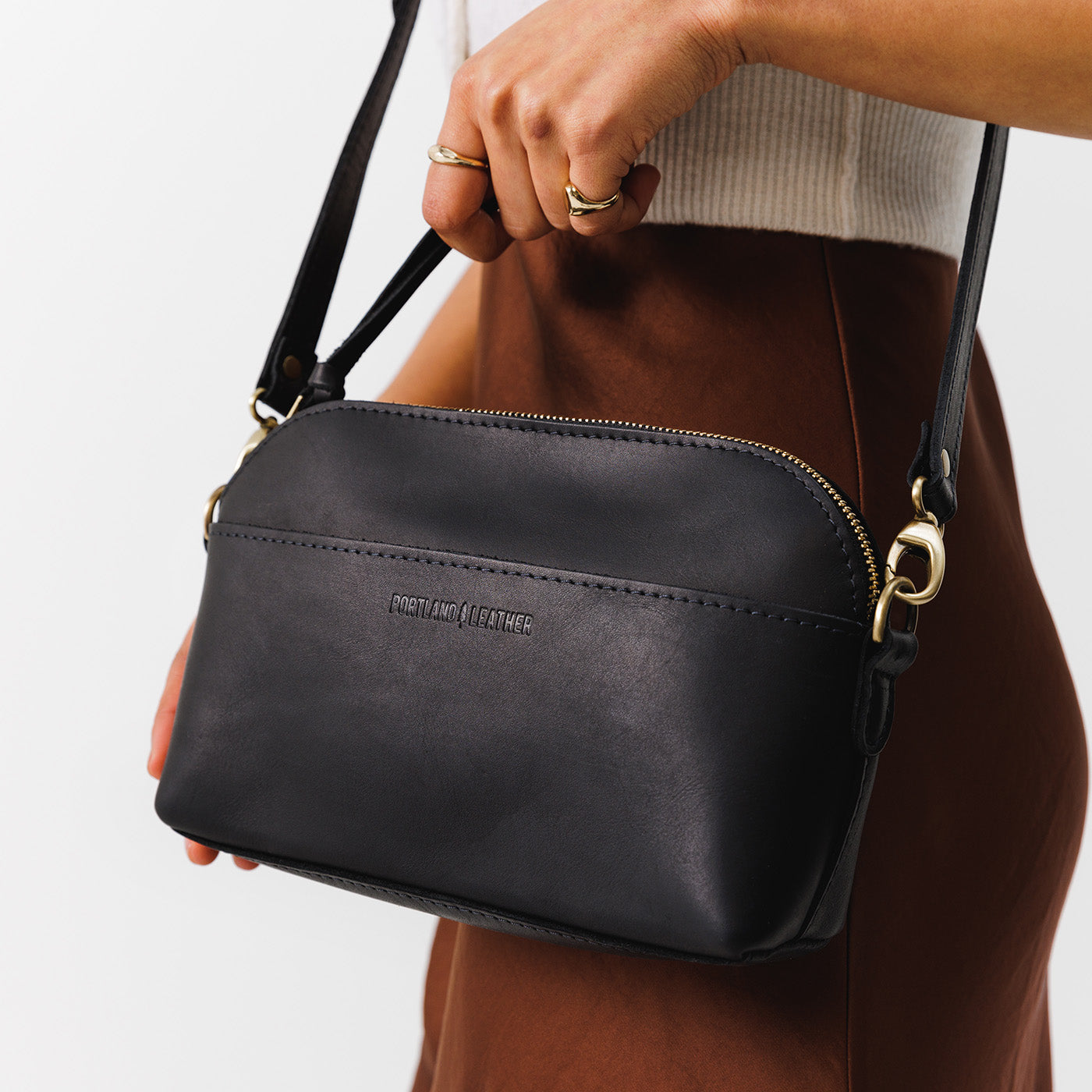 Black*Classic | Dome shaped crossbody purse with front and back pockets