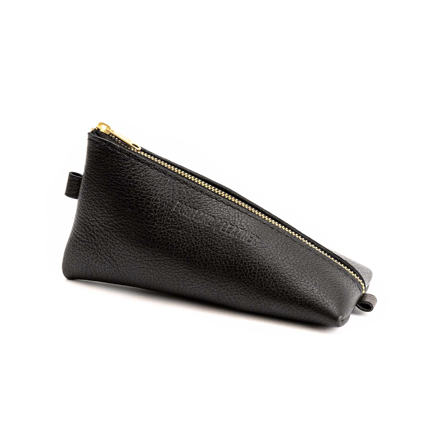 All Color: Pebbled--black | Small leather triangular zip pouch