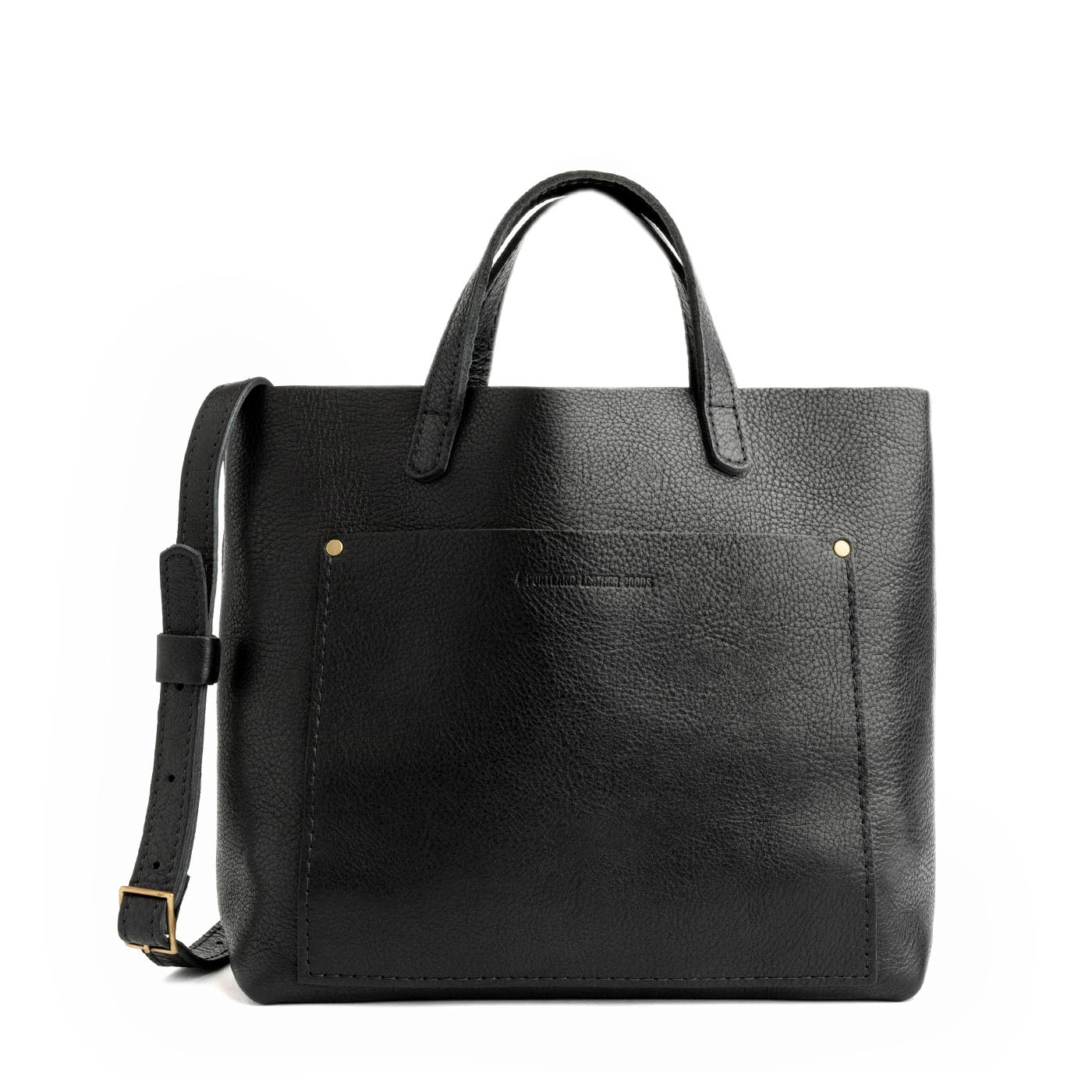 Pebbled--black Classic | Midsize crossbody tote with handles and a pocket