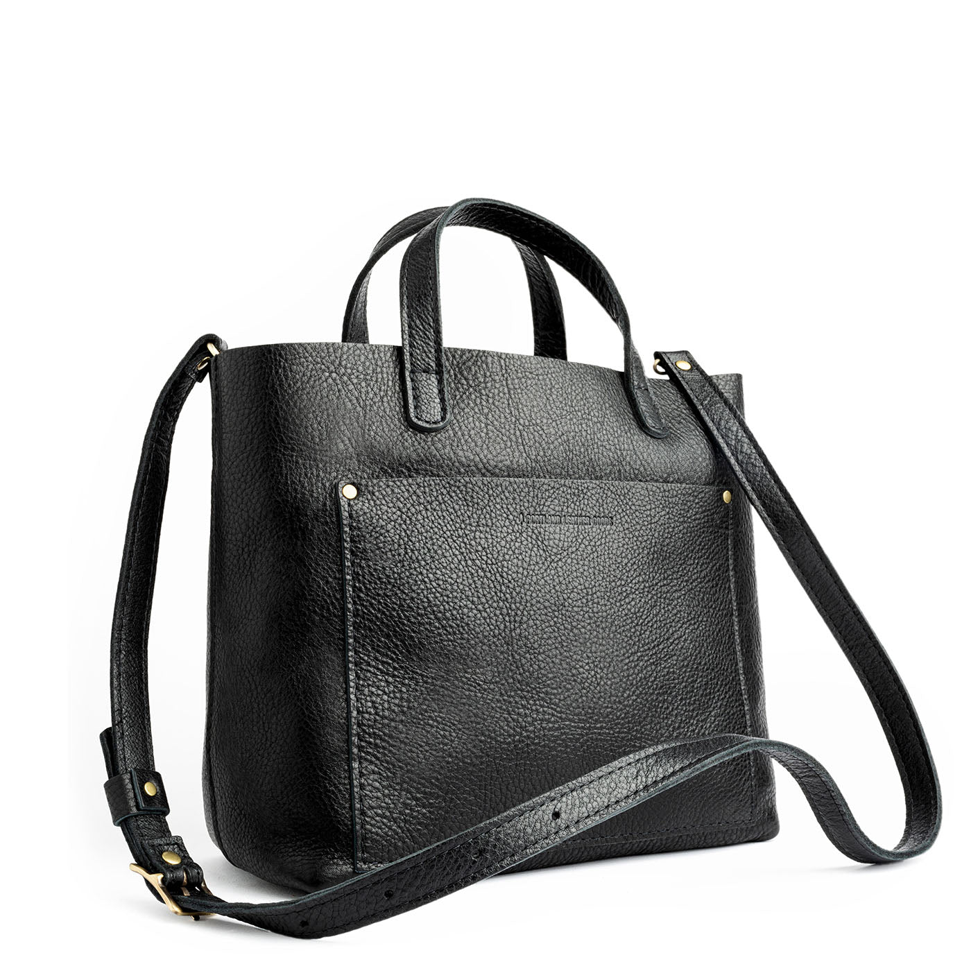 Pebbled--black Classic | Midsize crossbody tote with handles and a pocket