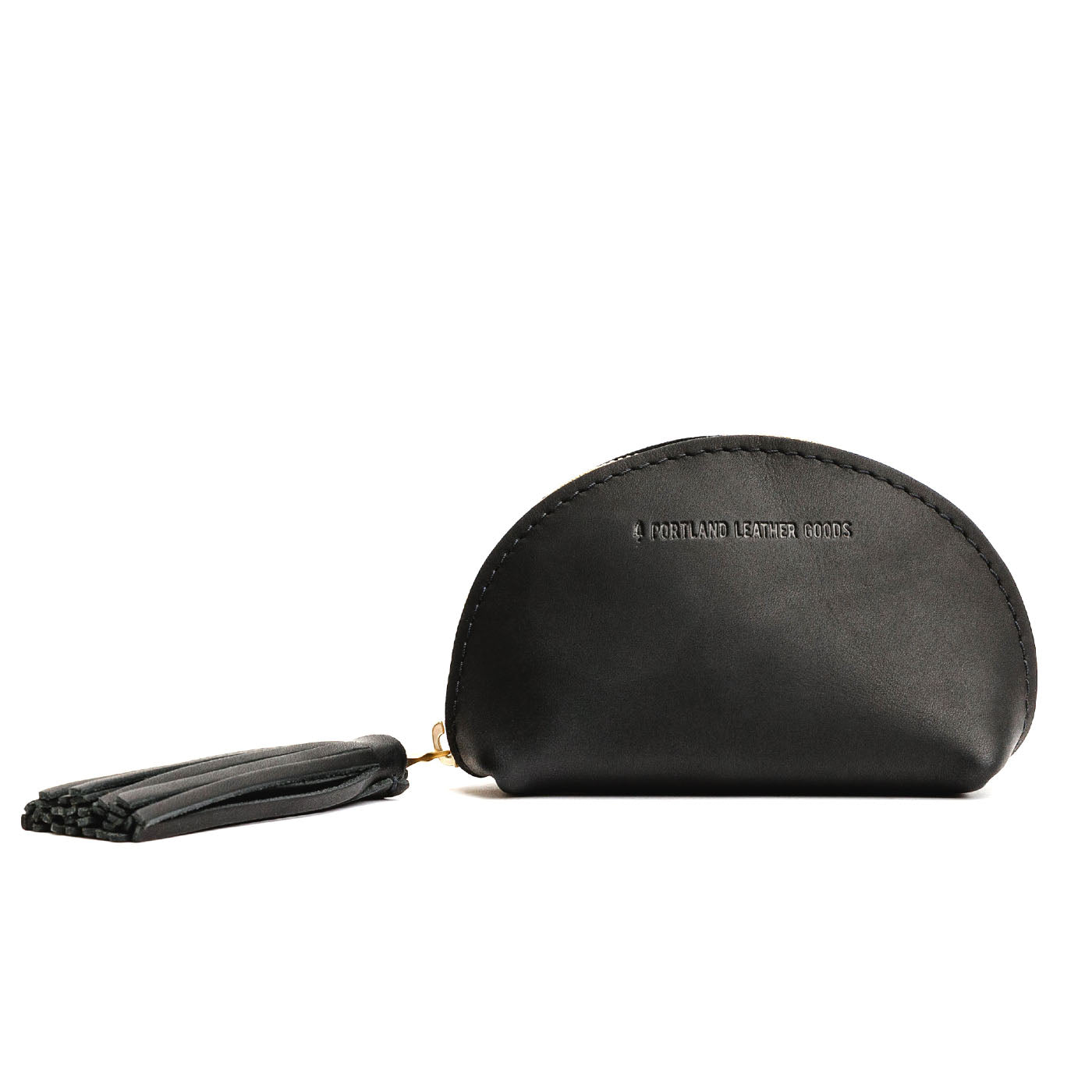 All Color: Black | Small leather zippered pouch with tassel