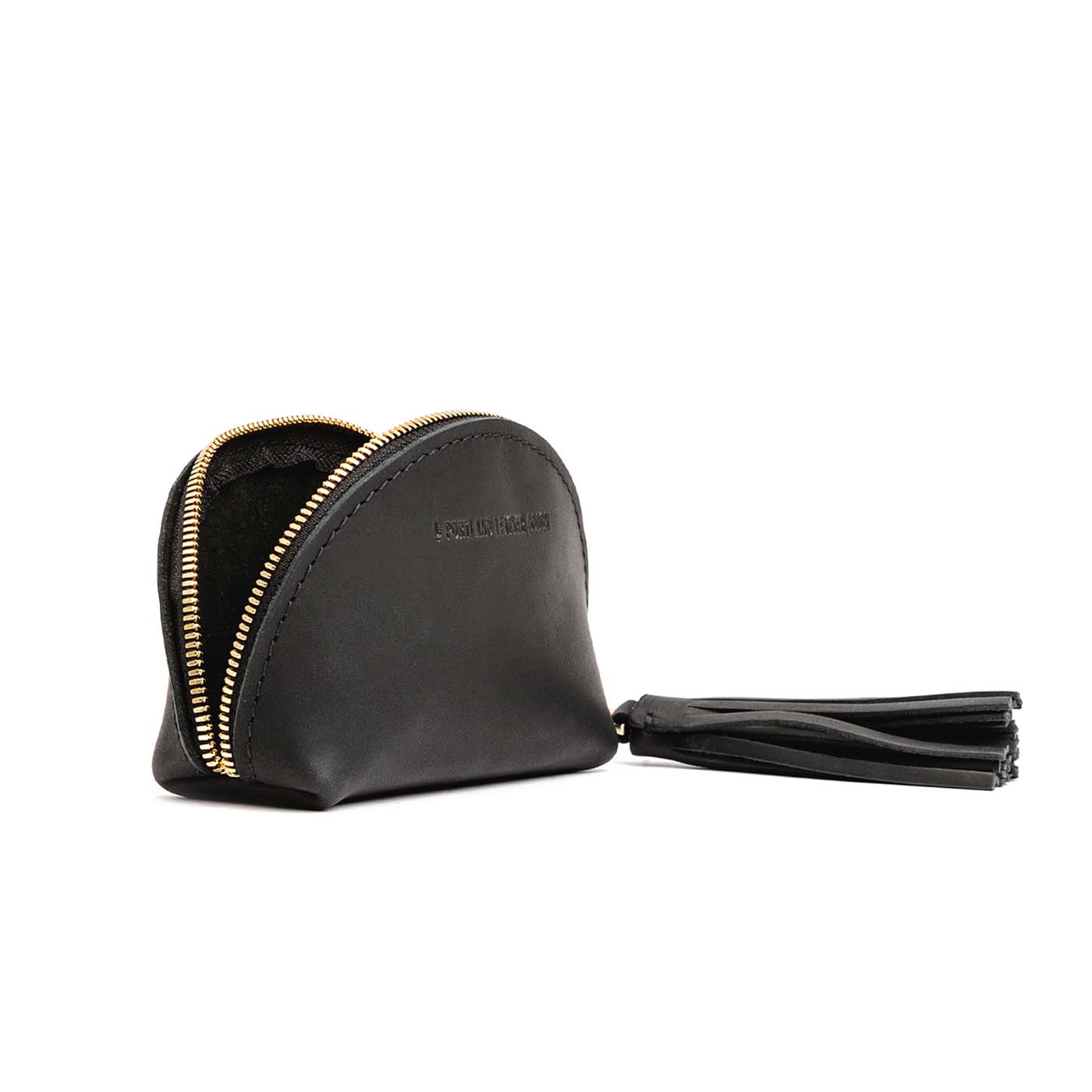 All Color: Black | Small leather zippered pouch with tassel