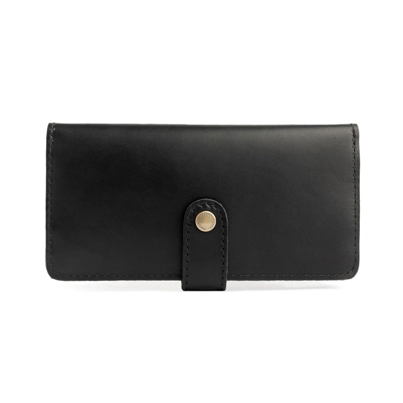 Black | Leather wallet with snap closed