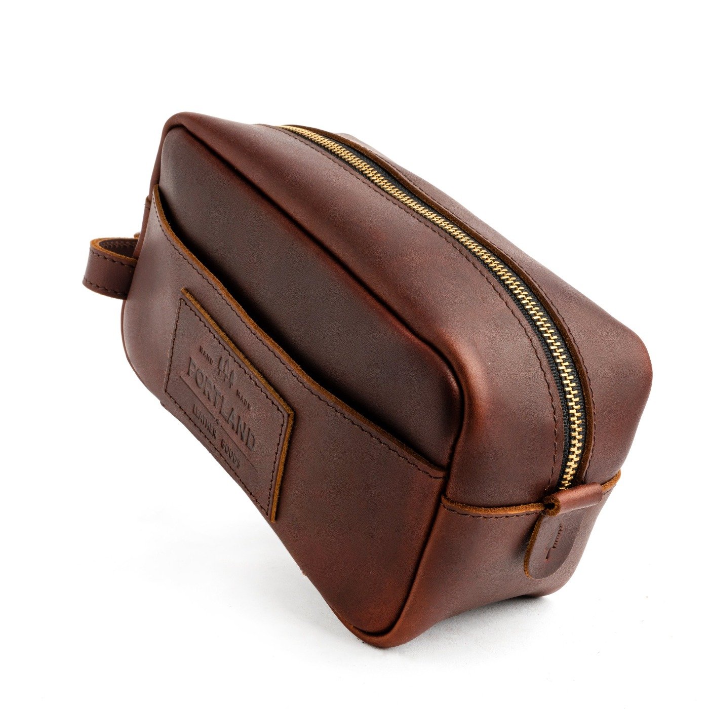 All Color: Cognac | Large rectangular leather dopp kit