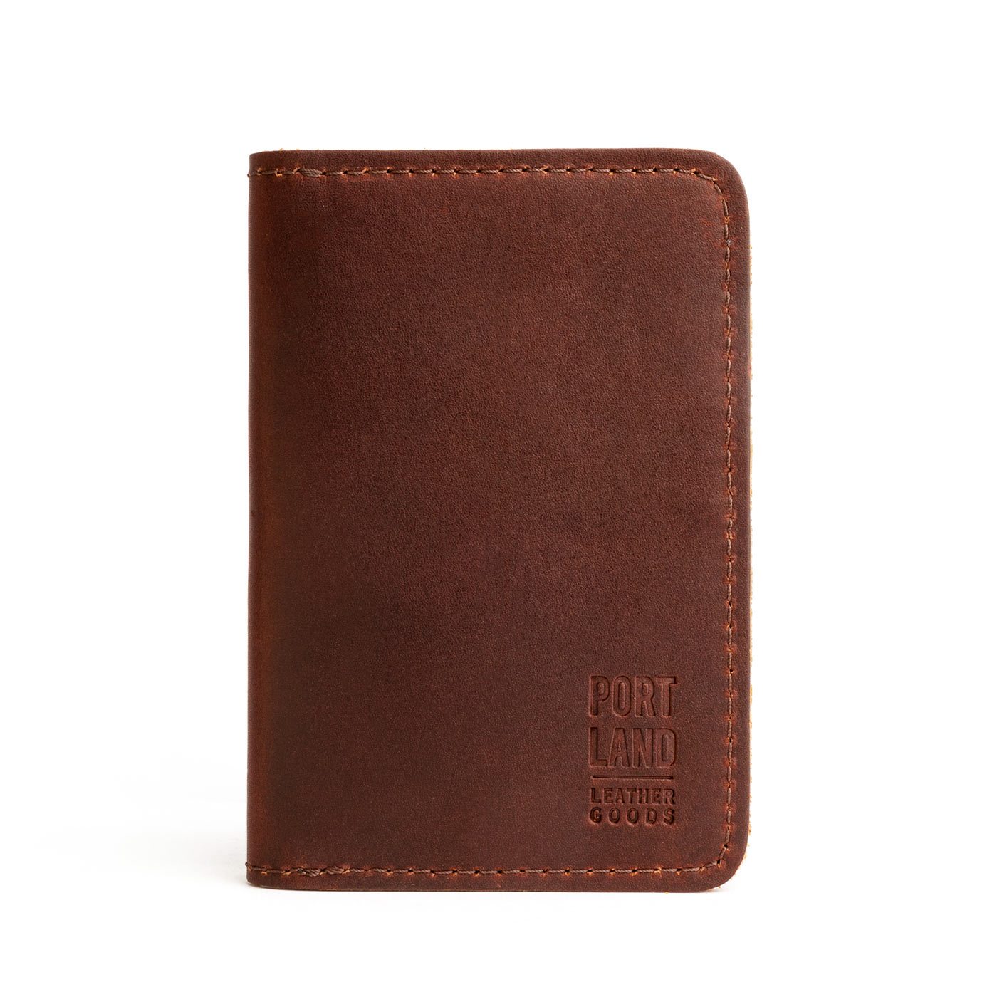 Cognac | Leather passport case with PLG logo