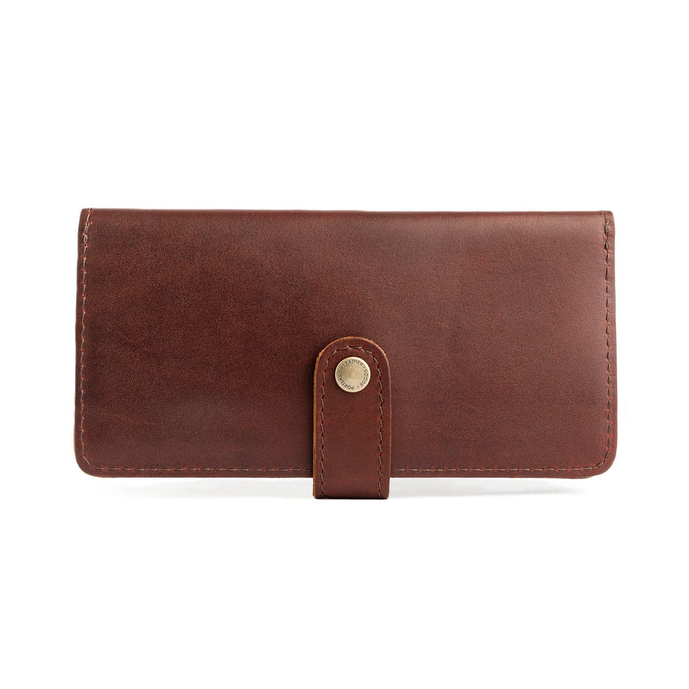 Cognac | Leather wallet with snap closed