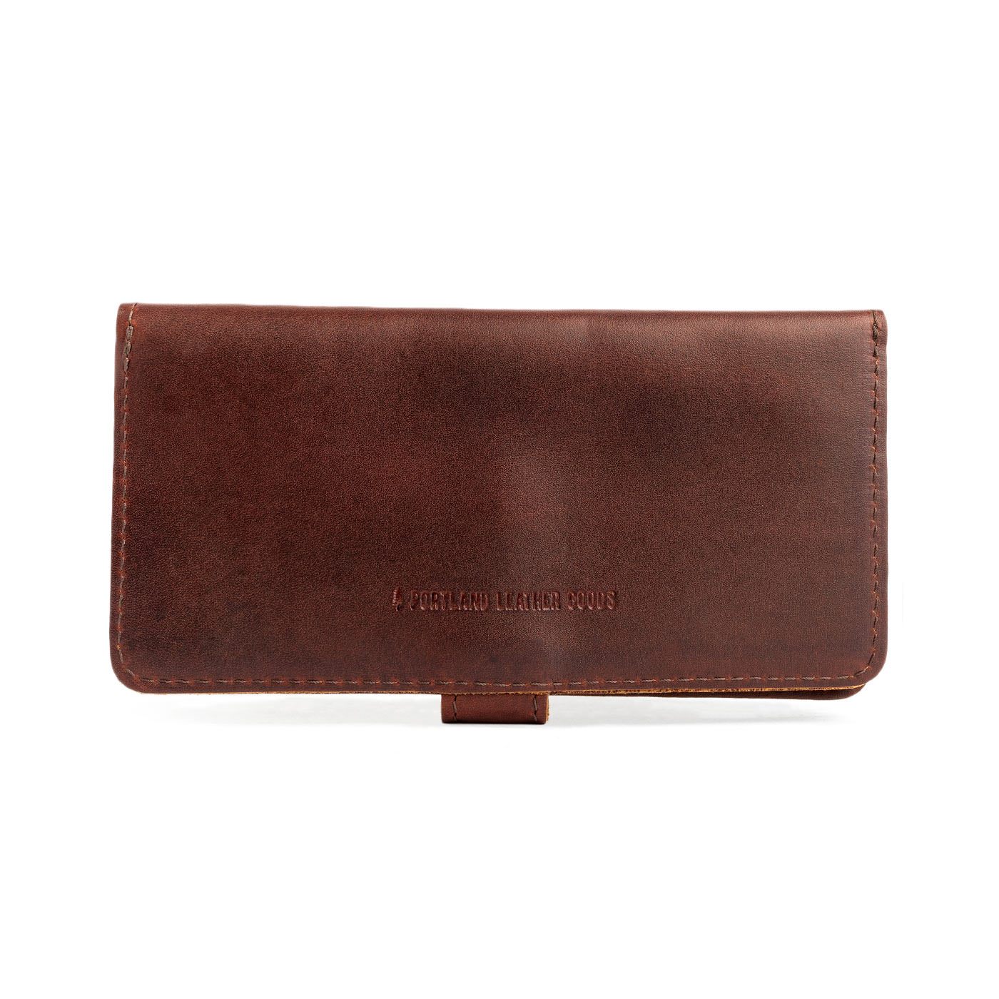 Cognac | Back of leather wallet closed