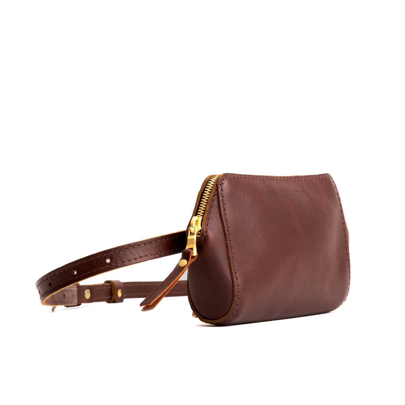  Cognac  | Petite bag with top zipper closure and adjustable belt strap