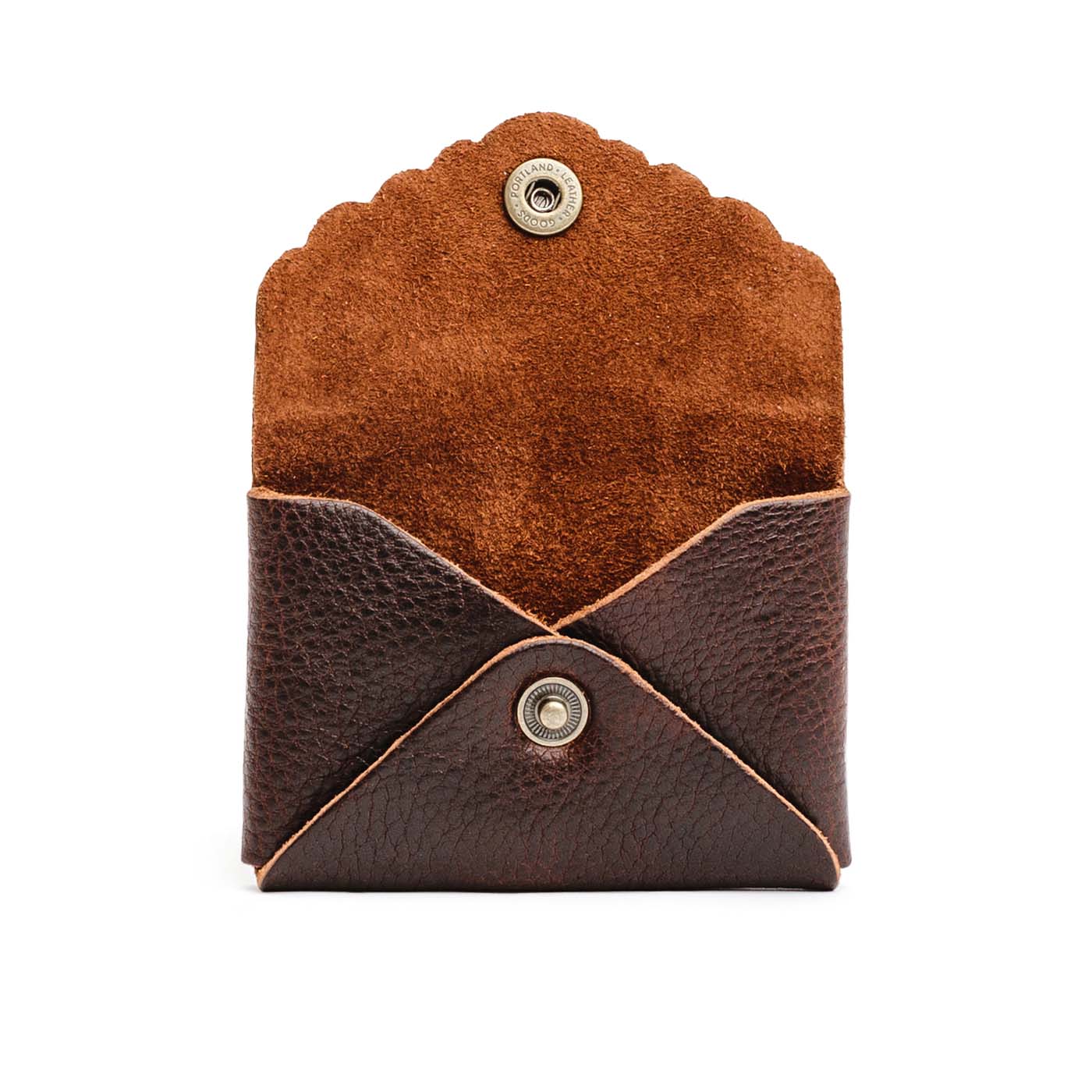 Coldbrew | Small leather wallet with scalloped edge open