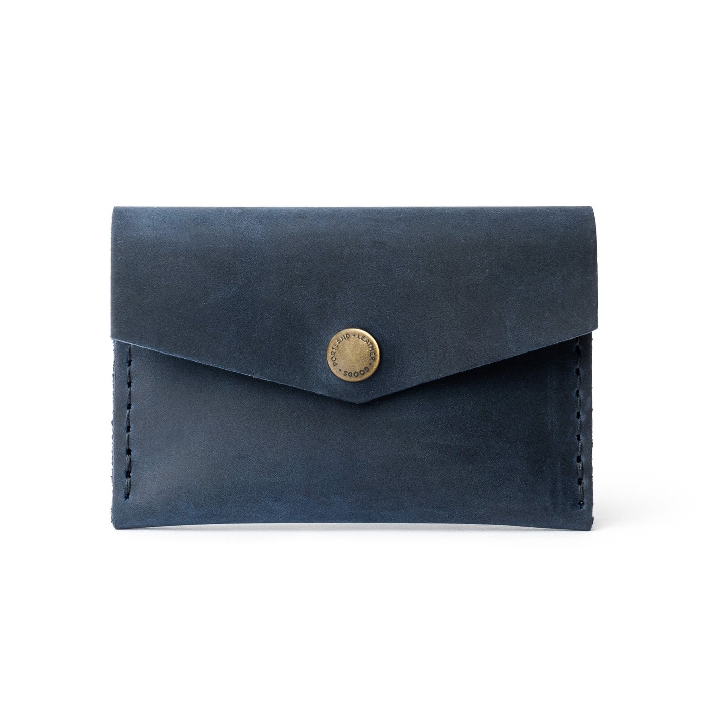 Deep Water | Small leather envelope card wallet with snap closure