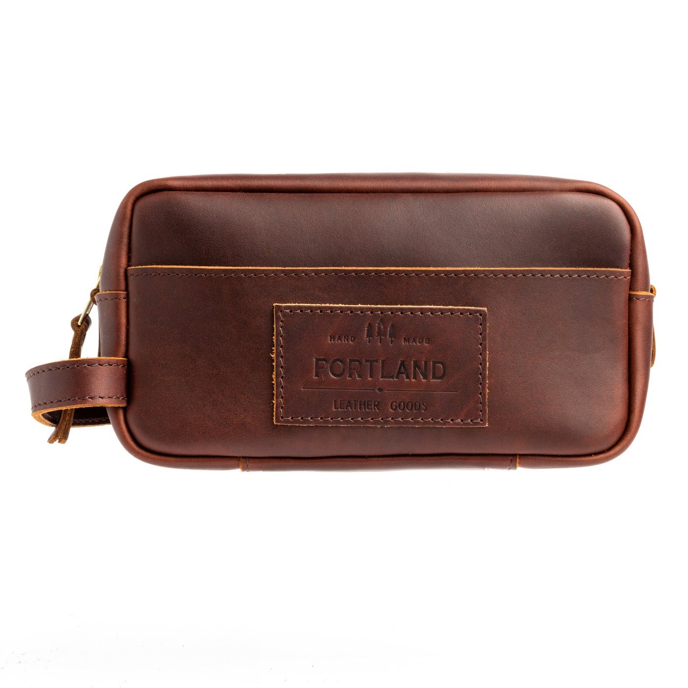 All Color: Cognac | Large rectangular leather dopp kit