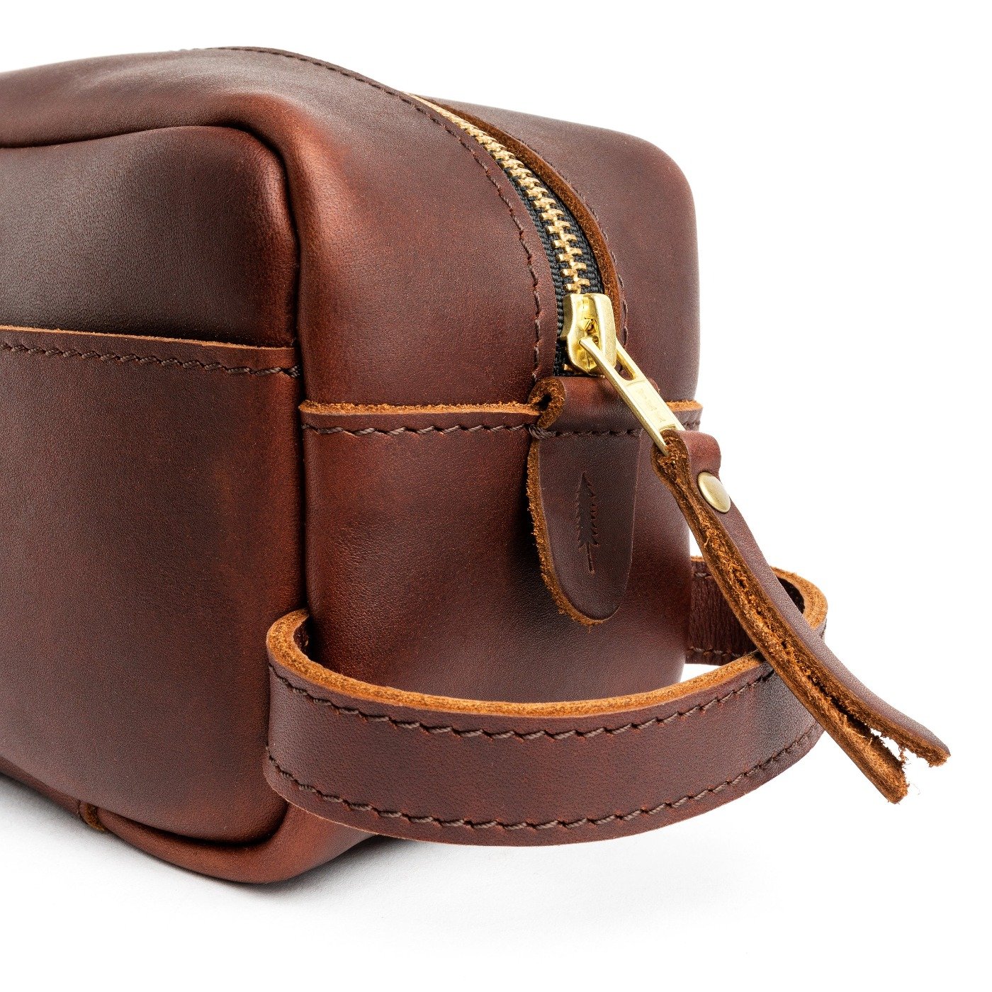 All Color: Cognac | Large rectangular leather dopp kit