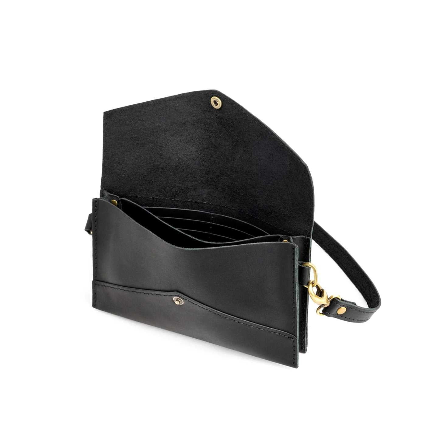  Black | handmade black leather clutch wallet purse