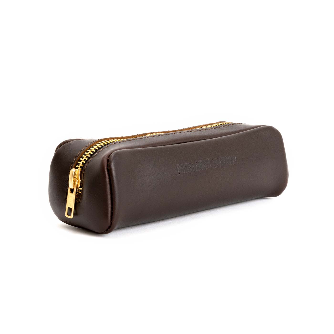 All Color: Grizzly | Leather pouch with a curved top and zipper