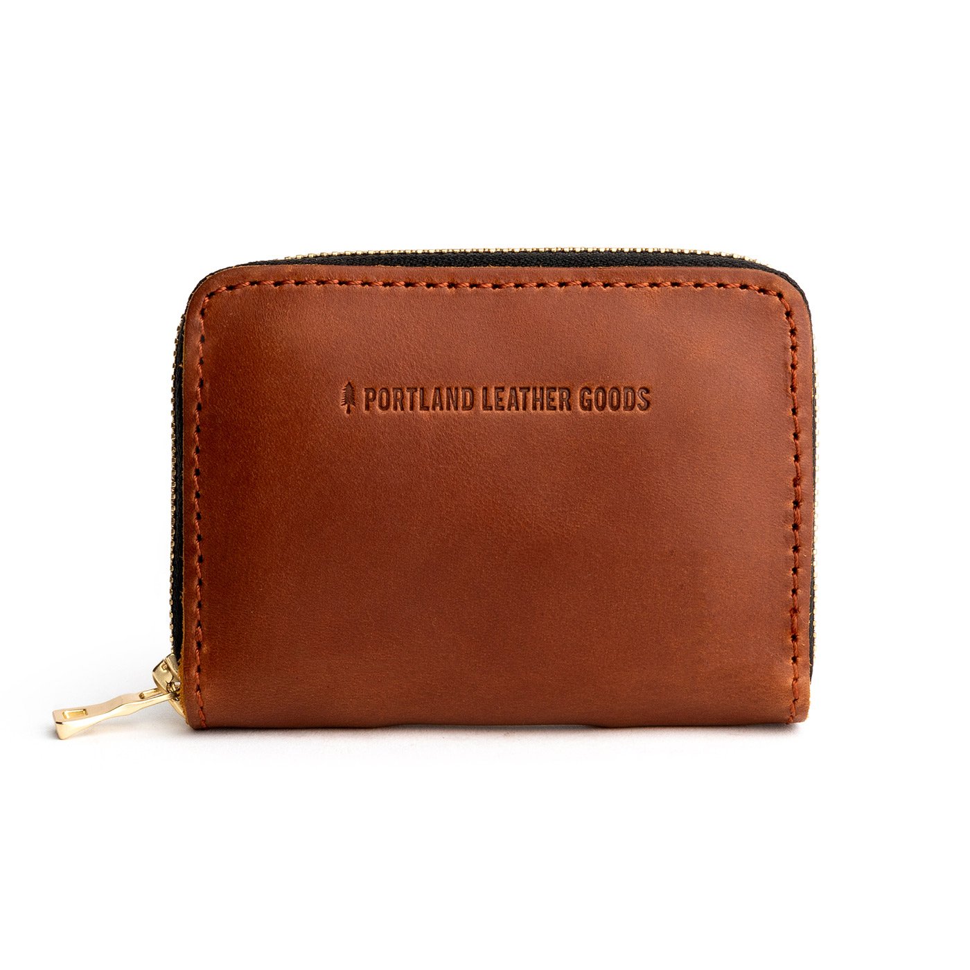 Honey | Small leather wallet with zipper and PLG logo