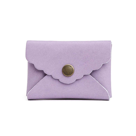 Lavender | Small leather wallet with scalloped edge