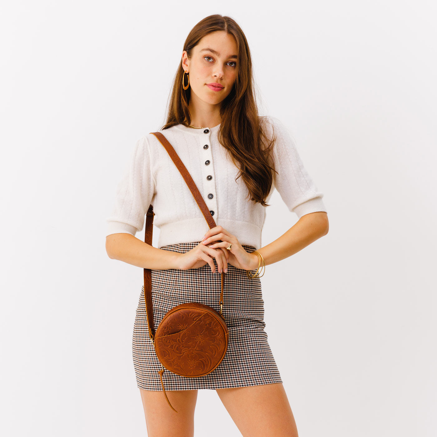 Meadow*Small | Circle shaped crossbody bag with top zipper