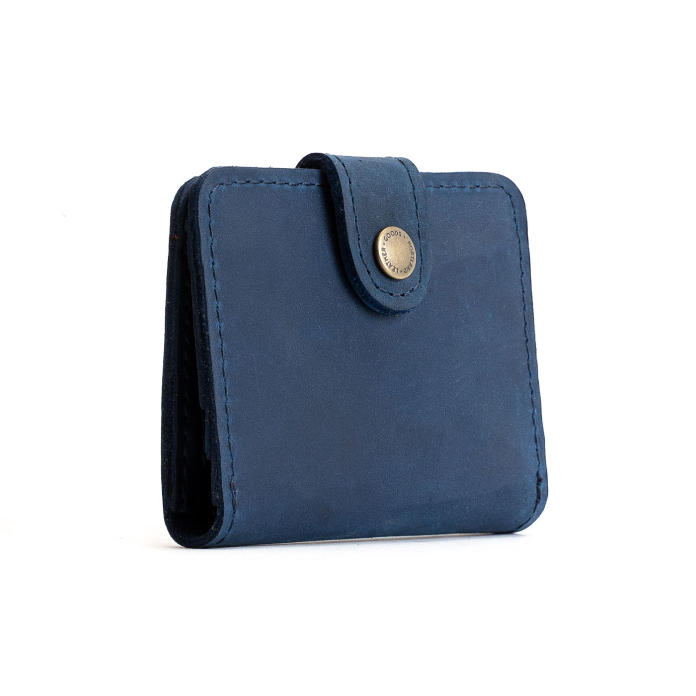 Deep Water | Small leather bifold wallet with snap closed