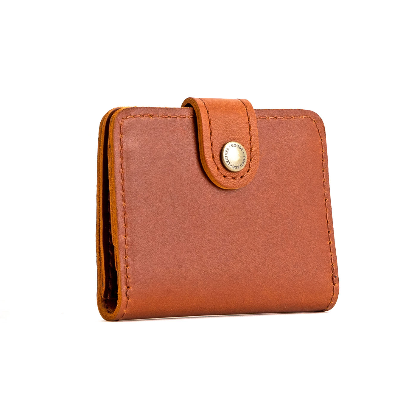 Honey | Small leather bifold wallet with snap closed