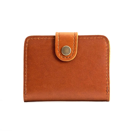 Honey | Small leather bifold wallet with snap closed