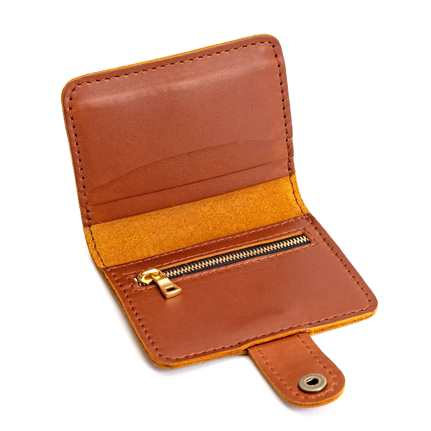 Honey | Small leather wallet with snap open