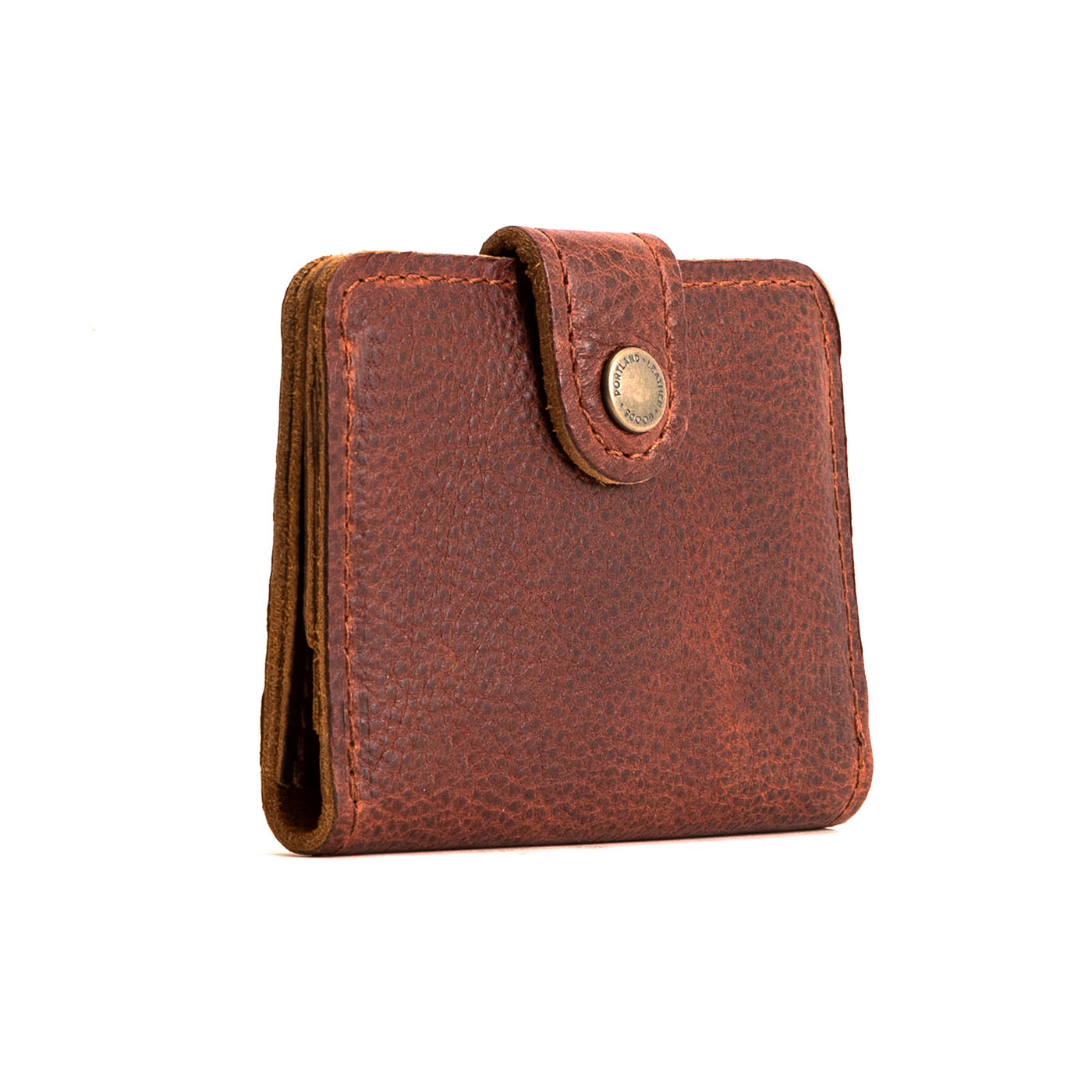 Nutmeg | Small leather bifold wallet with snap closed