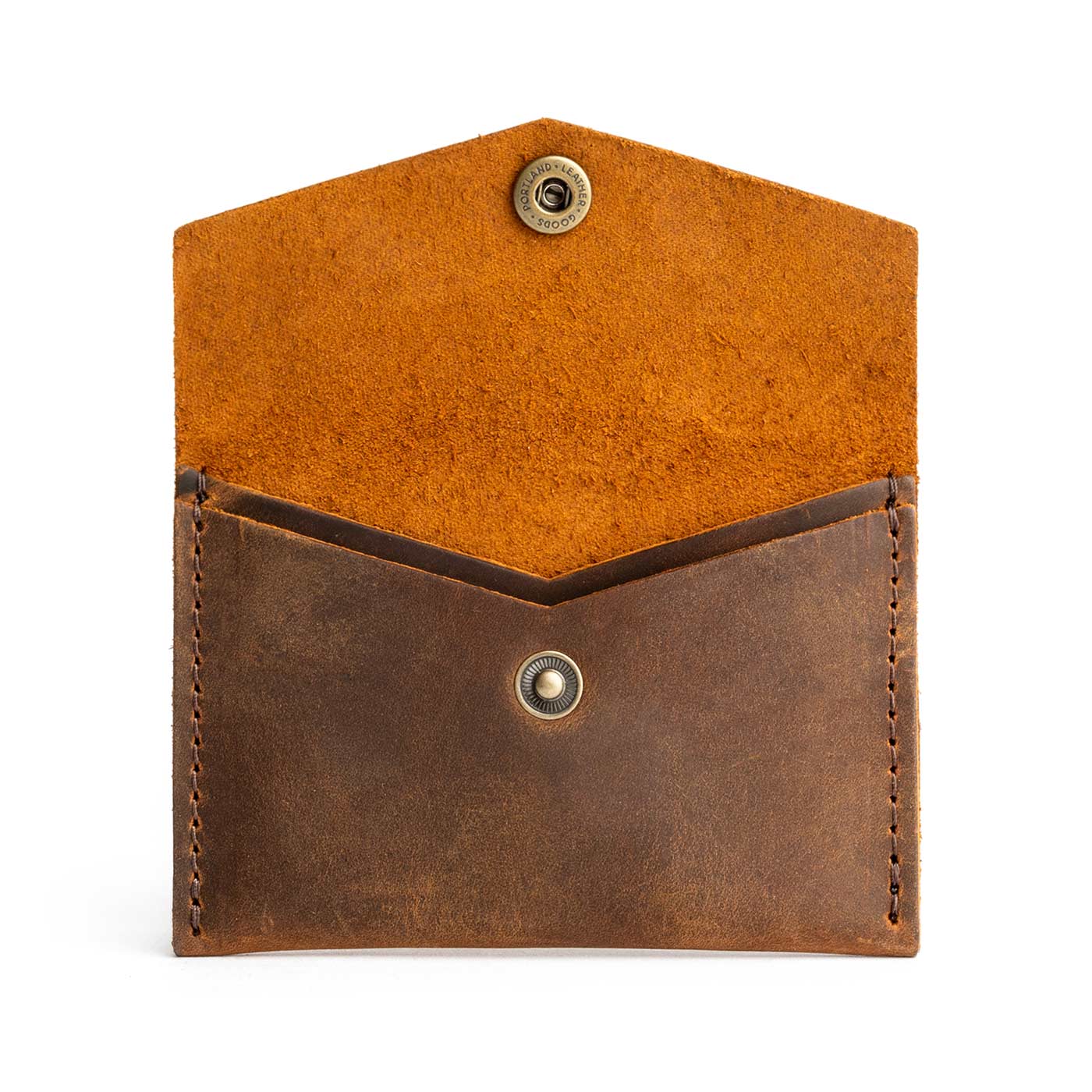 Canyon | Small leather card wallet with snap closure open