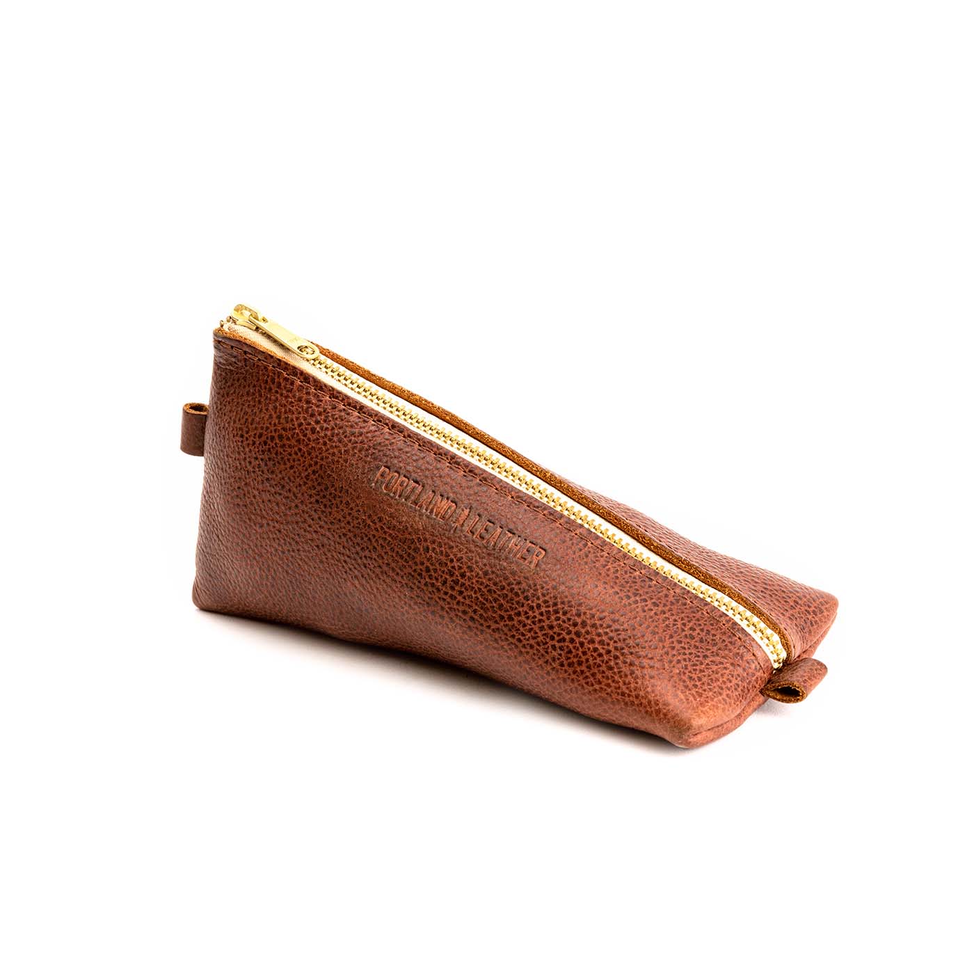 Nutmeg | Small leather triangular zip pouch