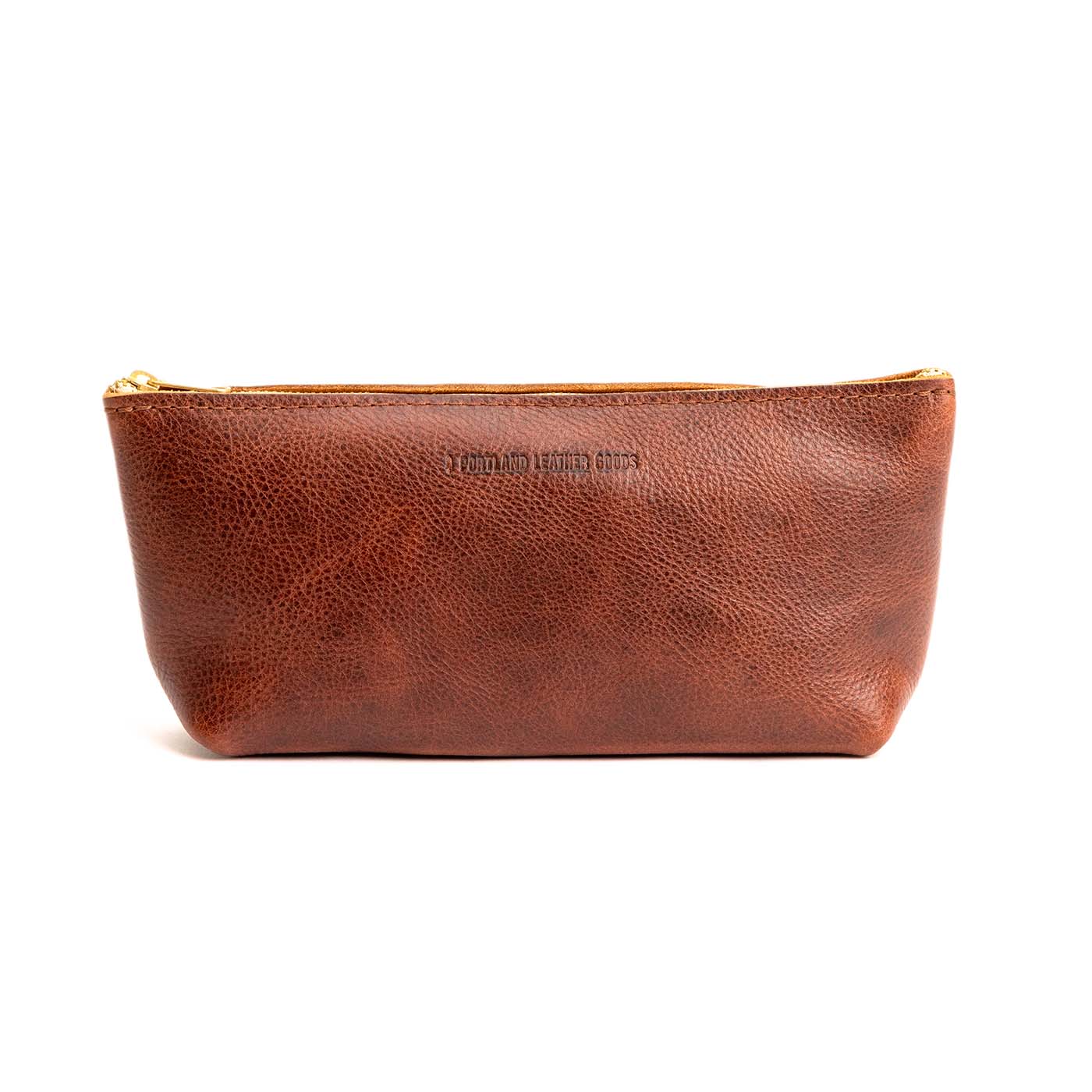 All Color: Nutmeg | Leather utility bag pouch with top zipper