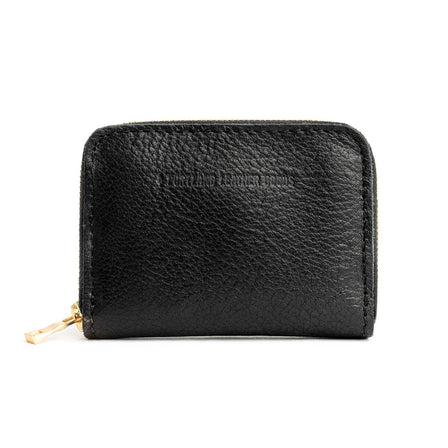 Pebbled--black | Small leather wallet with zipper and PLG logo