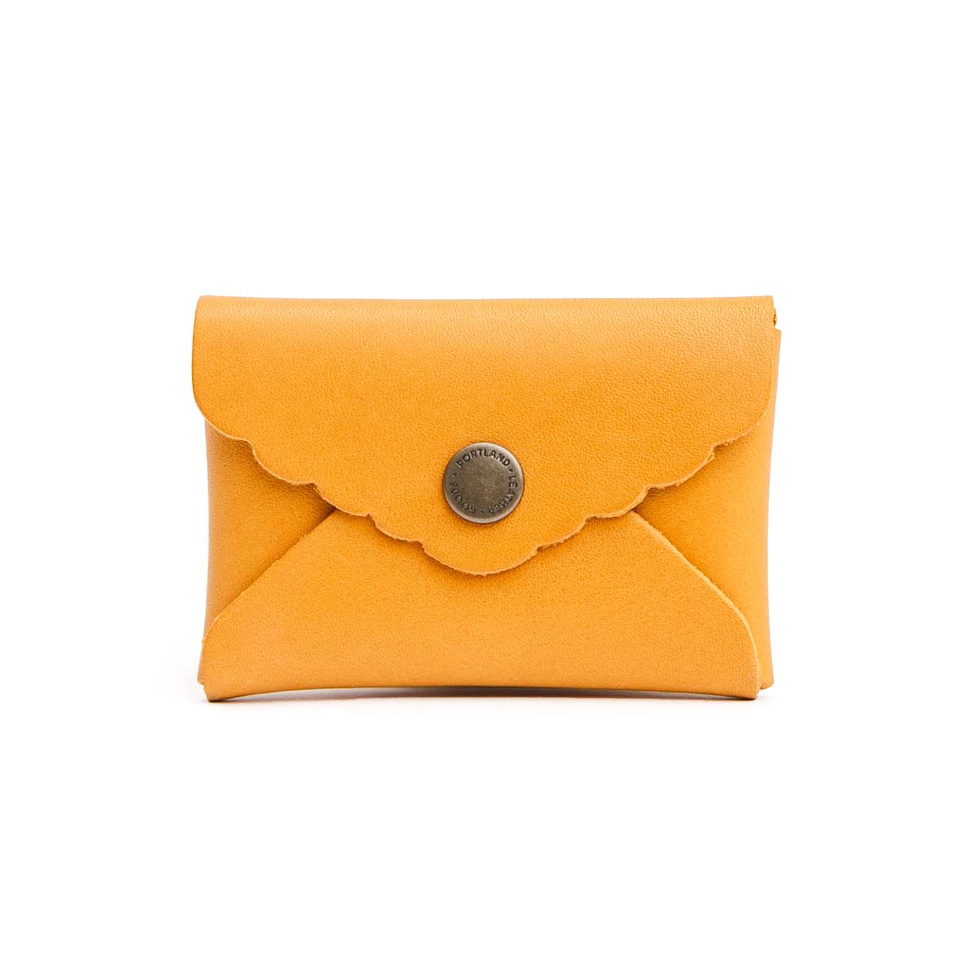 Sunflower | Small leather card wallet with scalloped edge