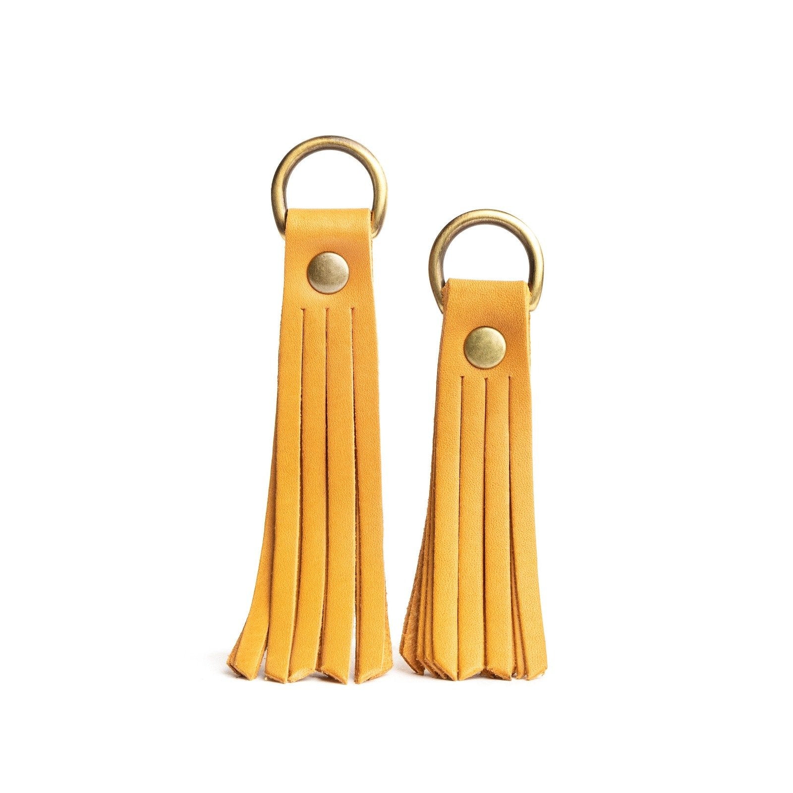 All Color: Sunflower | slim leather tassel with brass ring