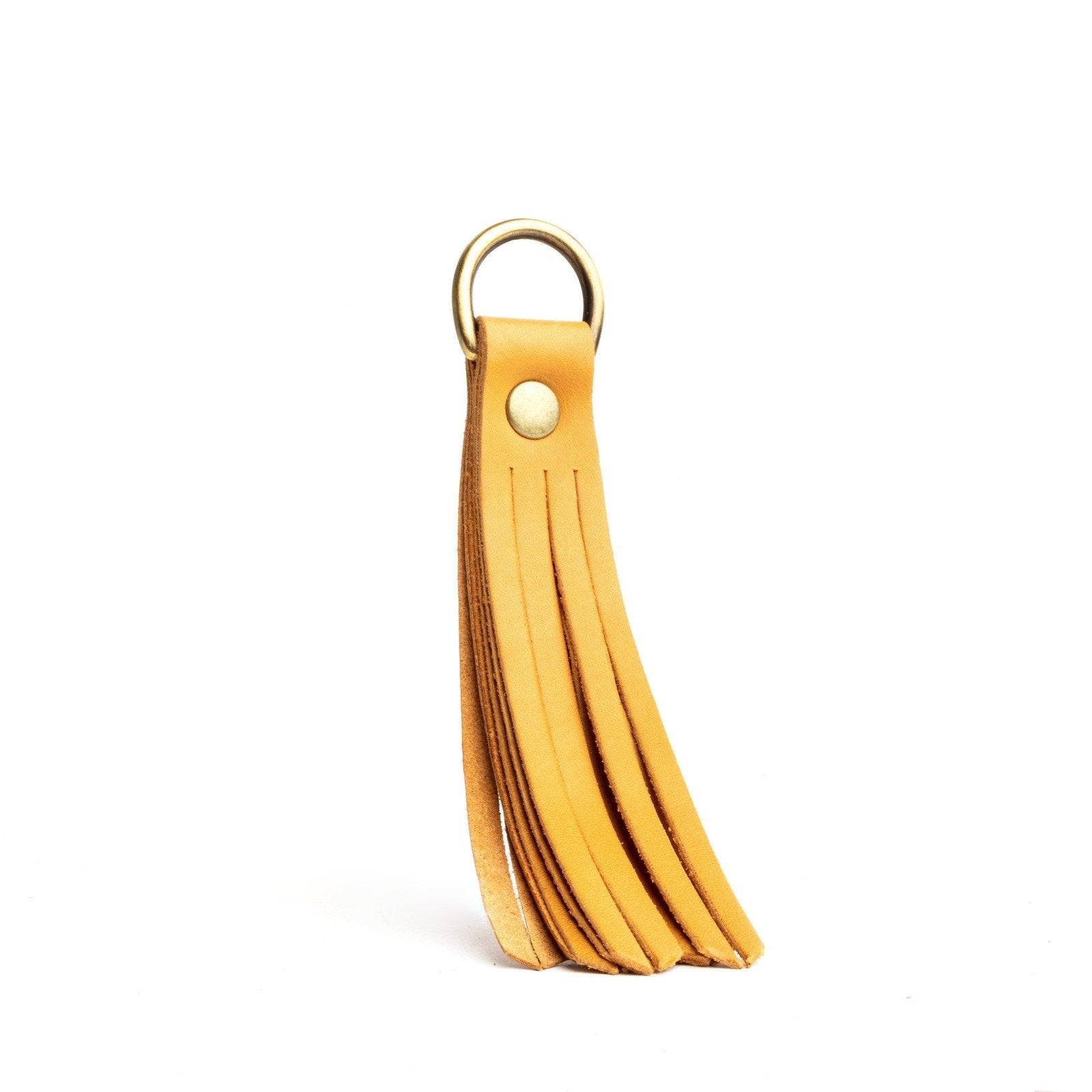 Sunflower Large | slim leather tassel with brass ring