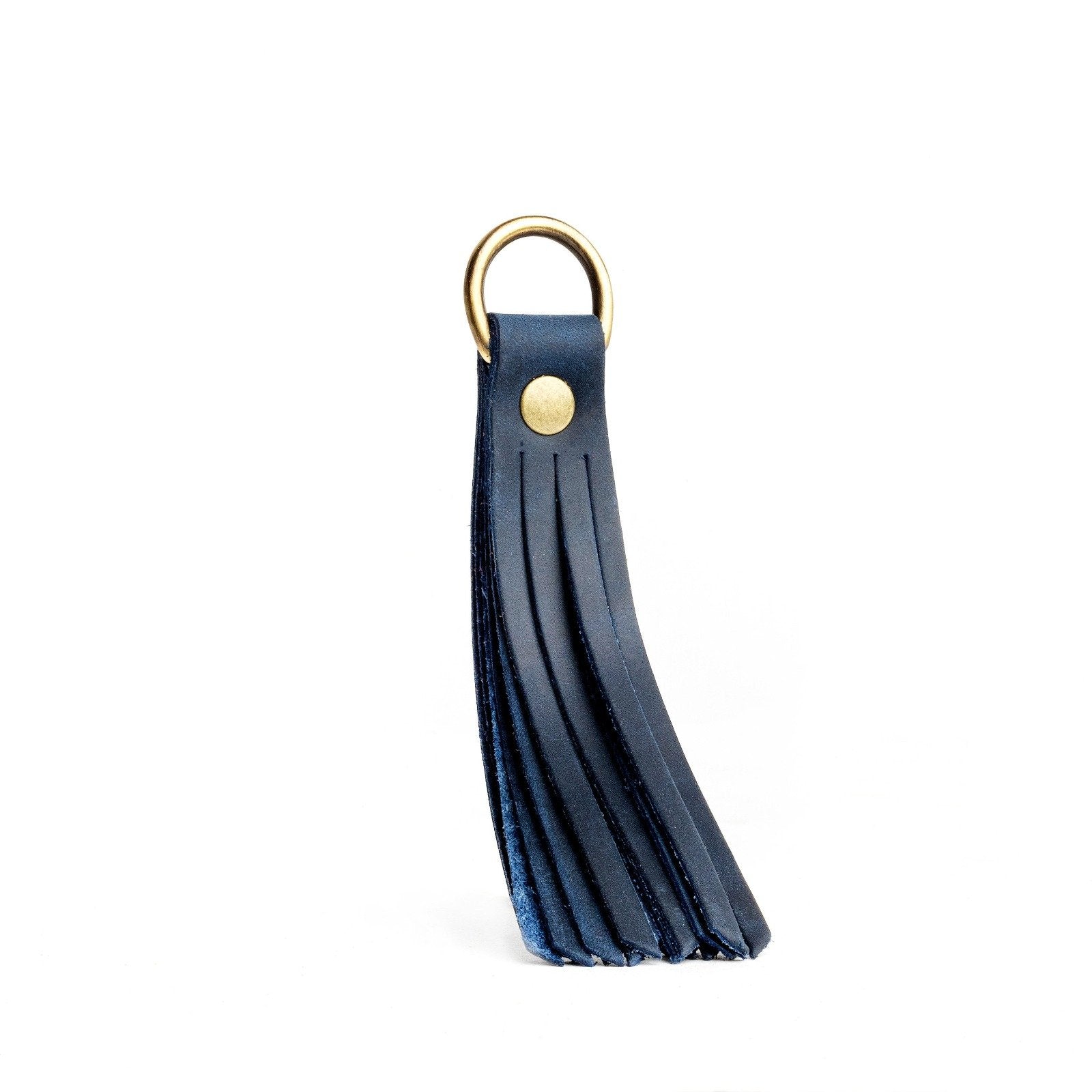 Deep Water*Large | slim leather tassel with brass ring