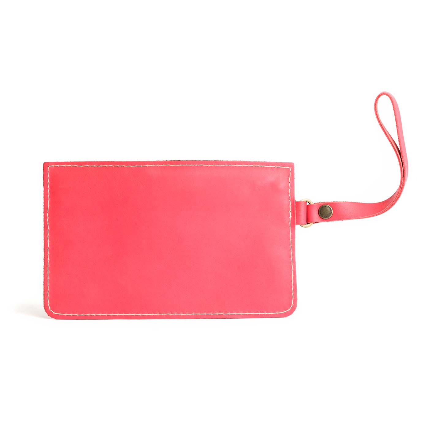 Tulip | Flat leather pouch with zipper and wristlet backside